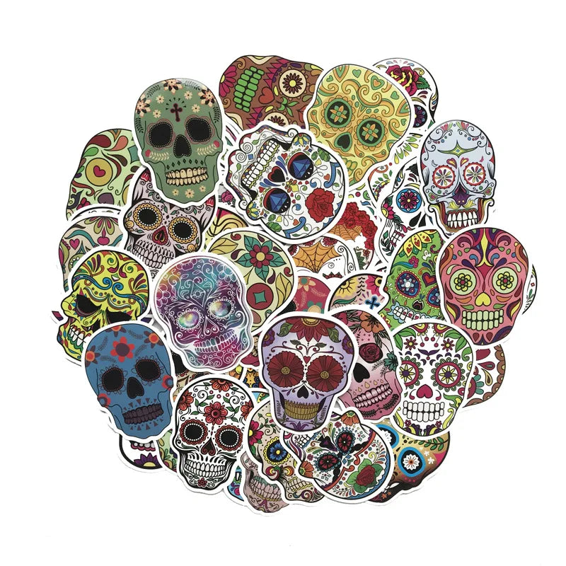 110Pcs Cool Trendy Skeleton Undead Ghost Decorative Stickers for Phone Bottle Car PVC DIY Sticker