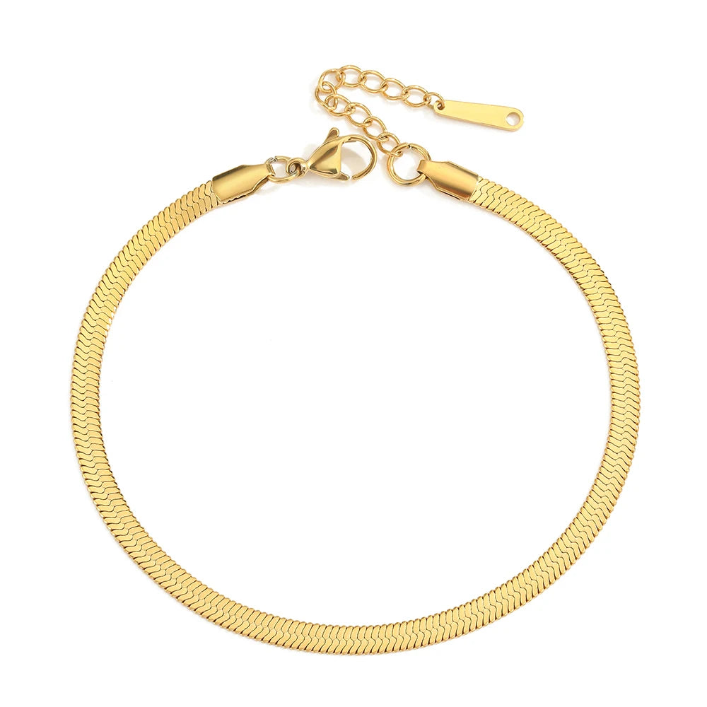 Snake Chain Anklets Stainless Steel Bracelet  Foot Leg Bracelet Chain Ankle Chains Stainless Steel Necklace Woman