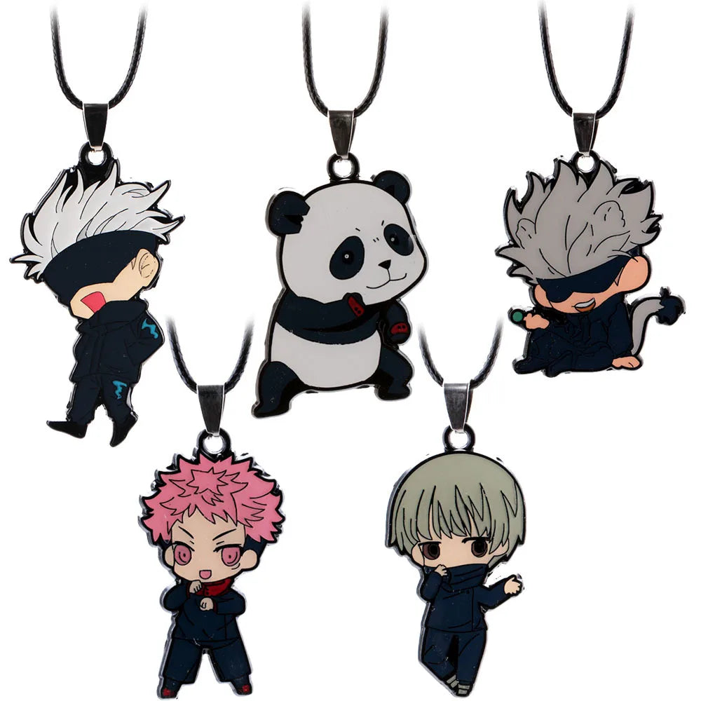 Jujutsu Kaisen Anime Panda Gojo Satoru Metal Pendant Keychain Necklace