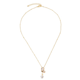 Wholesale Natural Freshwater Pearl Rice Beads Jewelry Necklace 14K Gold Fashion butterfly Clavicle Choker Chain Women