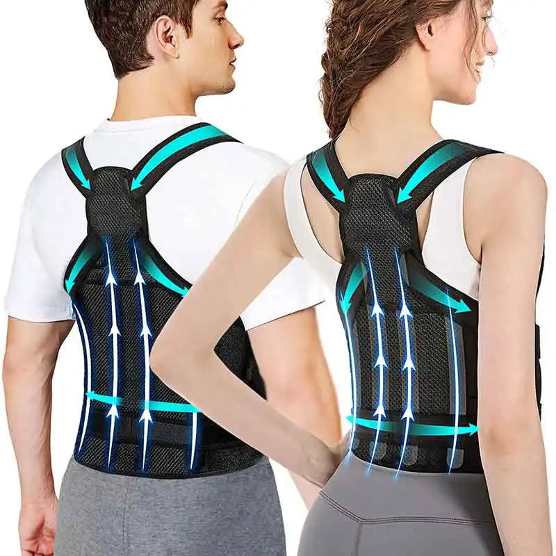 Adjustable Full Back Straightener Upper Lower Back Pain Relief Spine Scoliosis Hunchback Posture Corrector 2-Piece Bone Support