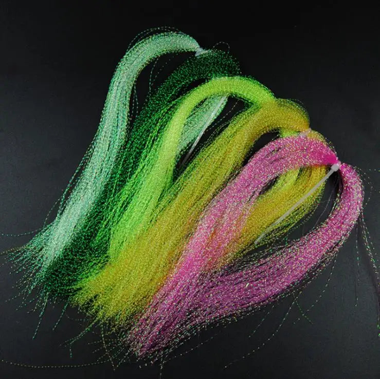 New Flying Hair Hook with Bright Crystal Silk Thread Wrap String Nylon Material for Lake and Stream Fishing
