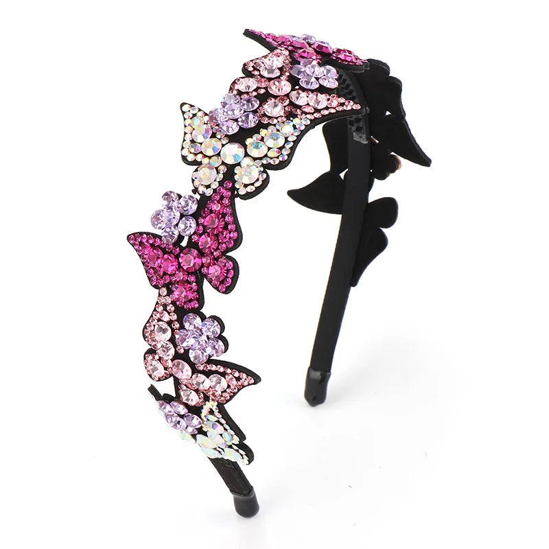 HX-036 New Style butterfly Flower Headband Austrian Drill High-end Headdress Full Diamond Crystal Headband