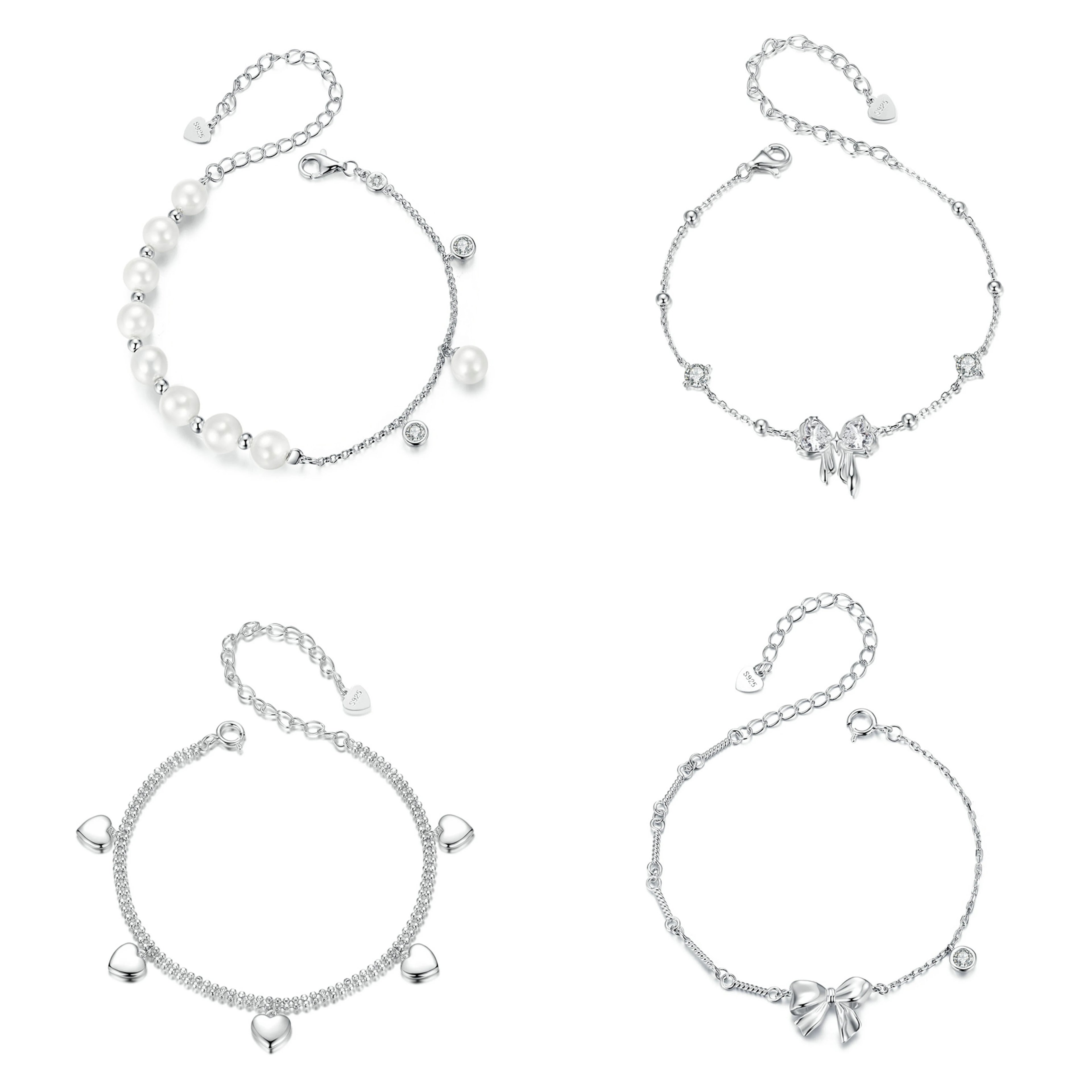 925 Sterling Silver Bowknot Bracelet Link Chain Gold Plated Dainty Handmade Bow Jewelry Present for Women Girl