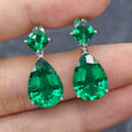 CAOSHI Vintage Fashion Women Green Cubic Zirconia Drop Earrings for Party Wedding Elegant Water Drop Emerald Dangle Earrings