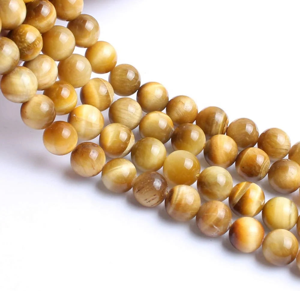 AA Golden Tiger Eye Natural Gemstone Loose Beads Round Crystal Energy Stone Healing Power for Jewelry Making