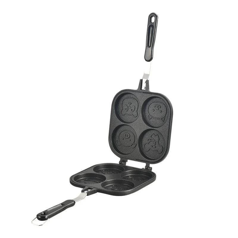 Manufacturer's Modern Double-Sided Four-Hole Square Wheel Pancake Pan Non-Stick Metal Multifunctional Breakfast Frying Saute