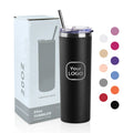Tumblers Black Matte Stainless Steel Tumbler Vacuum Insulated 20oz Cups Skinny Straight Tumbler Stainless Steel Thermal Cups