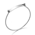 Aceon Stainless Steel Open Wire Bead Ending Replacement Connector Trendy Curved Blank ID Bar Tag Bangle Gold Plating Zircon Yiwu