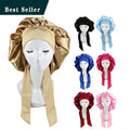 Extra Long Hair Bonnet With Button Snap Rts Vendor Braids Bonnets Customized Satin Bonnets With Logo