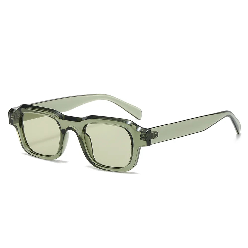 ADE WU XY3001 Classic Square Frame Gray Sunglasses Simple Design Green Lenses UV400 Eyewear Men Women Custom Logo Sun Glasses