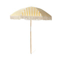 Yellow White Tassel Fringe Printed Outdoor Beach Umbrella with Pongee Straight Style Hand-Open Rainy Feature Umbrella Supplier