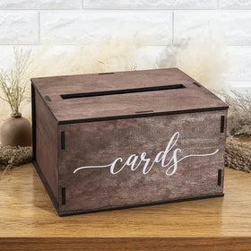 Wedding Reception Gifts Card and Money Rustic Wooden Wedding Card Box with Slot
