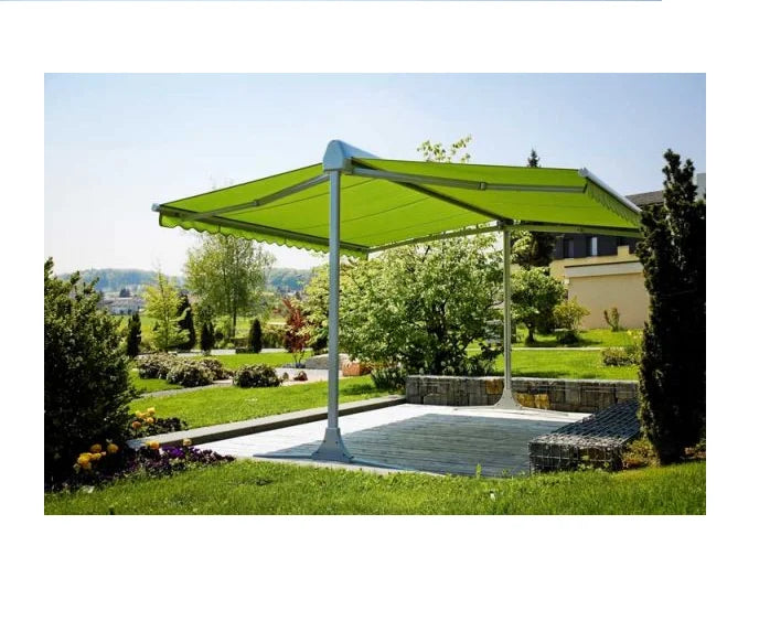 Manual Retractable Double Side Butterfly Awning Aluminum Adjustable Waterproof Canopy Hand Crank Balcony Patio Sun Shade Outdoor