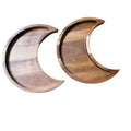 Acacia Wood Lacquer Finish Moon Shaped Jewelry Storage Tray for Living Room with Single Tier