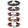 Manufacturer I Heart Love Jesus Crown of Thorns Sideways Cross Christian Genuine Leather Wrap Bracelet