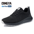 GUYISA Men's Chef Shoes Microfiber Upper with Non-Slip SRC Black Outsole Solid Chef Shoes