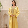 ZD071 Ladies Robe Elegant V-Neck Beaded Long Sleeve Dress European American Fashion Inspired Middle Eastern Arab for Muslim