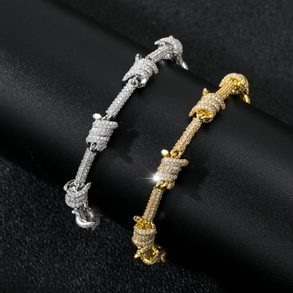 Explosive European and American Hip Hop Thorn Wire Necklace Men's and Women's Trend Full of Diamond Bracelet