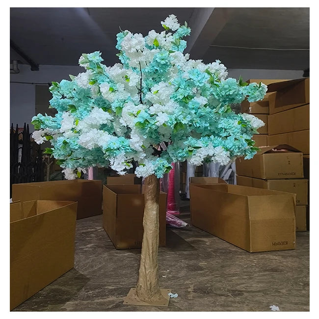 EG-M014 Event Wedding Decoration Table Centerpiece Cheery Blossom Tree Fake 6 Feet Blue White Artificial Cherry Blossom Tree