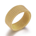 8MM Braided Mesh Ring with Stainless Steel Band Minimalist Unisex Jewelry for Men Women Fashion Accessories Gift