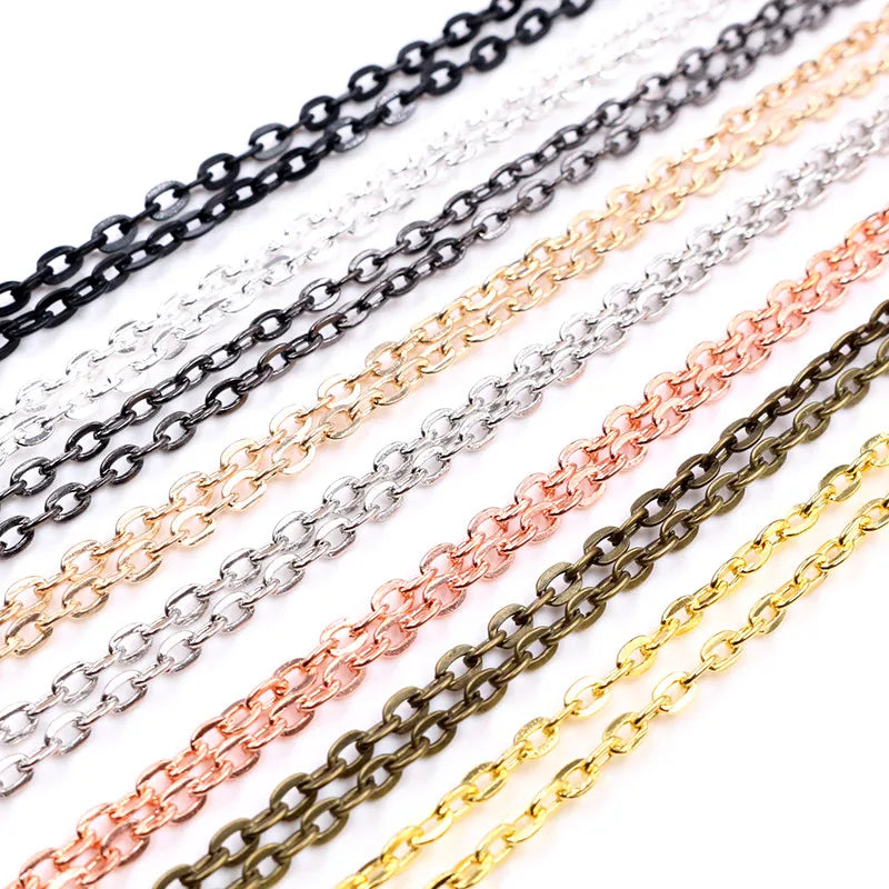 5pcs/lot 4*3mm Diameter 8-Colors Plated Handmade Flattened Chain Necklace Connector for Charms Base Tray DIY Jewelry Findings