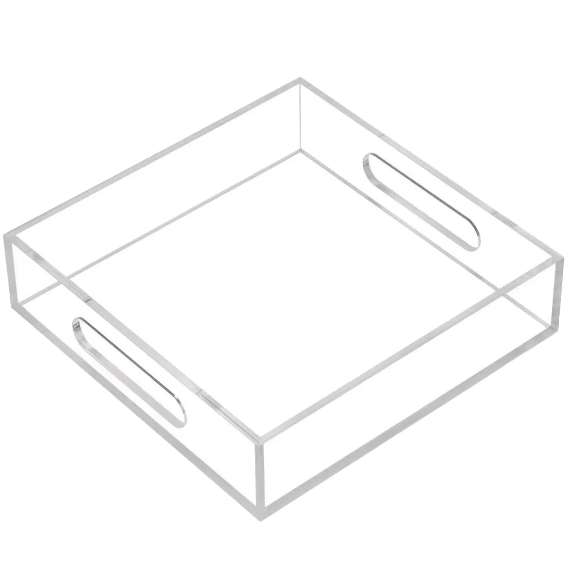 Clear Acrylic Sustainable Commercial Grade Serving Tray with Handles-Customizable Size Portable for Home & Hotel Use