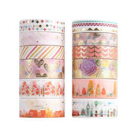 Creative Bronzing and Paper Tape Flower Face Hand Account Material DIY Sticker Washi Tape 12 Rolls
