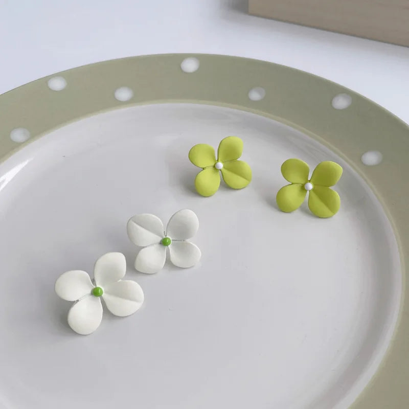 Flower Earring 2022  Sweet Small Green Flower Stud Earrings Pendientes De Flores
