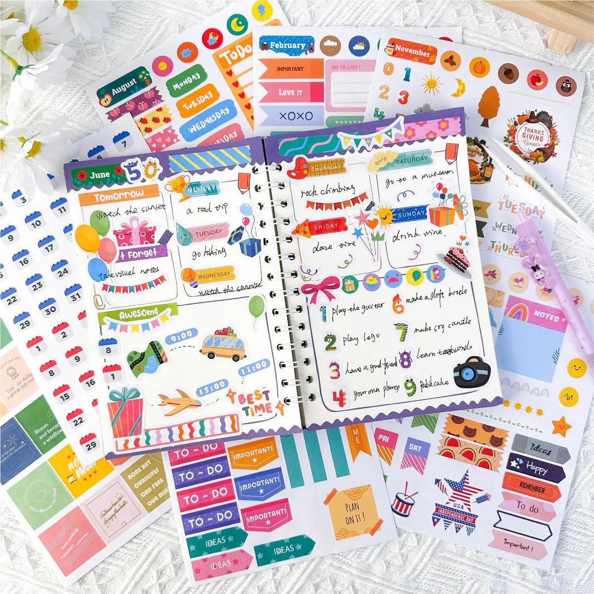 Custom Printing Planner Kiss Sticker Sheet Notebook for Students A5 Spiral Paper NotebookUndated Planner Office Supplies