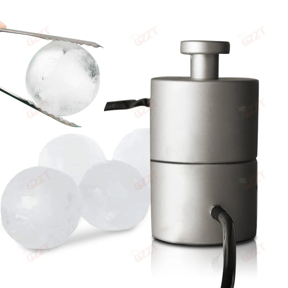 Whiskey 55/70 Mm Bar Tools Black/white Aluminum Round Ball Shape Ice Press Ball Maker Ice Ball Mould Making with Heating