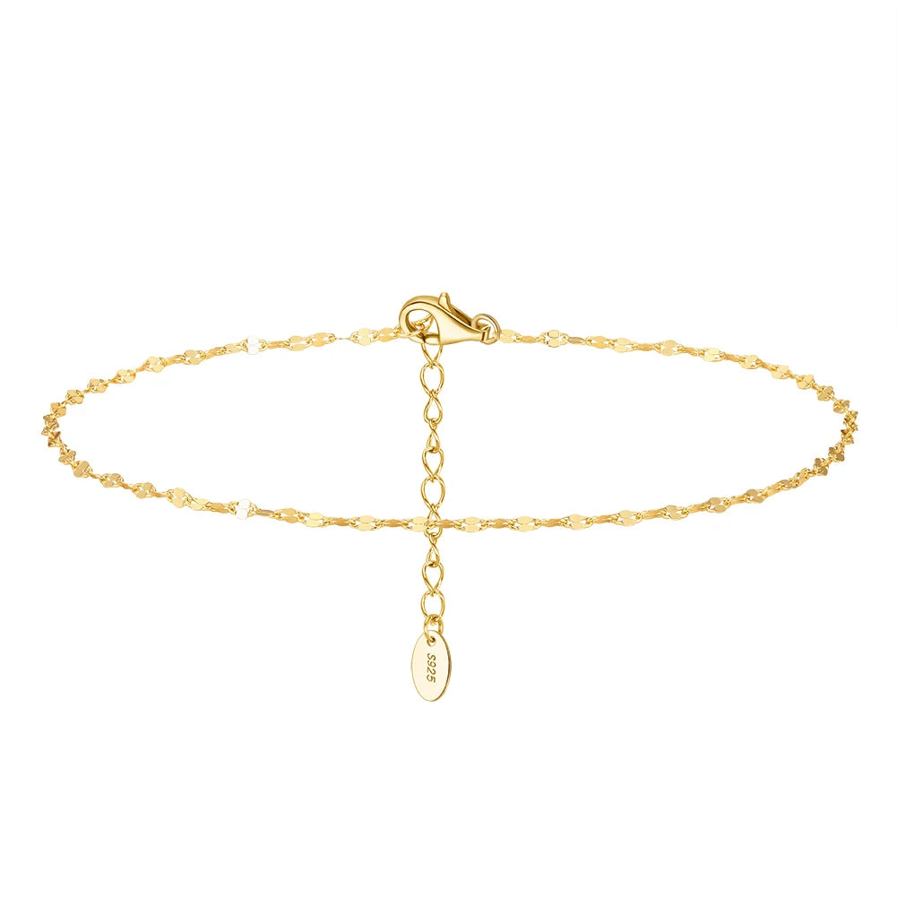 RINNTIN SA33 14K Gold Plated Solid 925 Sterling Silver Fish Lips Chain Anklets for Women