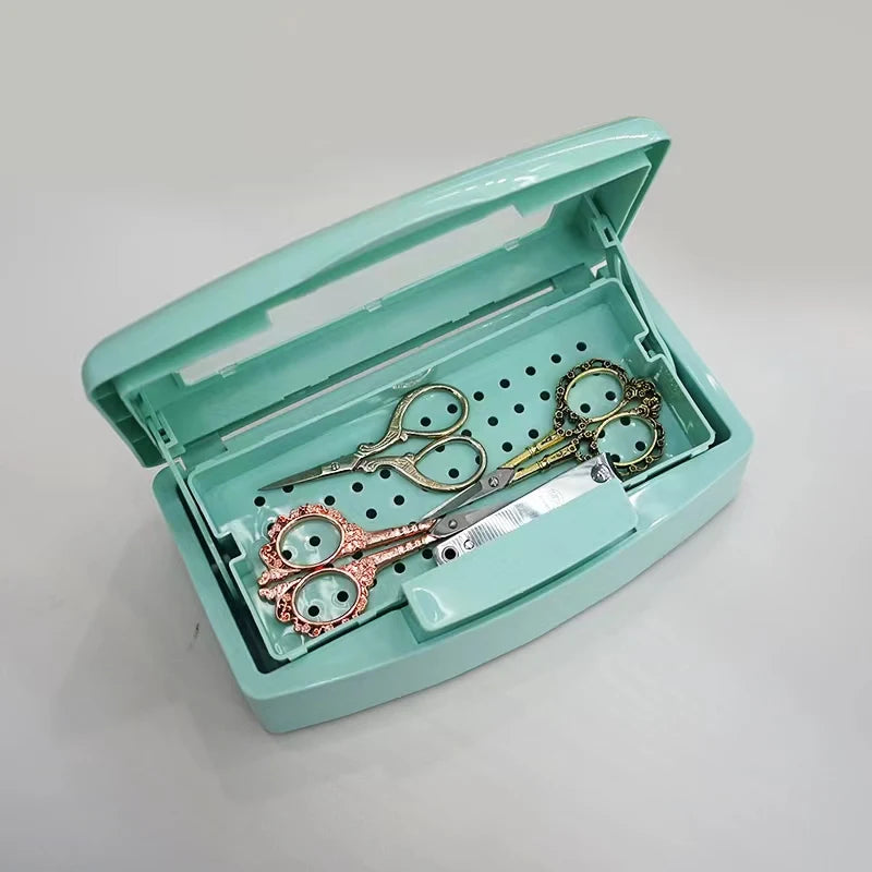 Special Nail Disinfection Box with Embroidery Manicure Scissors and Other Nail Tool Supplies for Shops