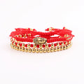 Waterproof Stainless Steel Beads Buddha Handmade Red Cord Lucky Macrame Friendship Adjustable Bracelet Set Men Women