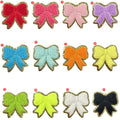 6cm Eco-Friendly Iron-On Embroidered Colorful Chenille Bowknot Fabric Patches for Hats
