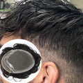 High Quality Hand the Needle Silicone Point Non-slip   Lace Toupee Human Hair Toupee System Men INDIAN Style