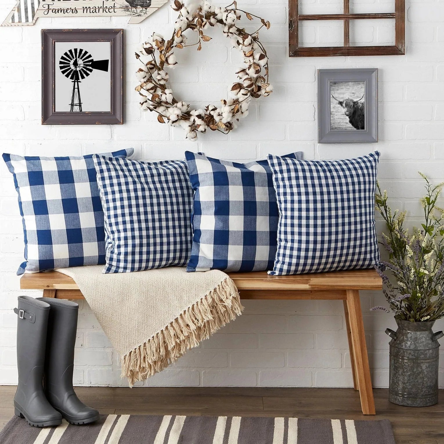 Buffalo Check Plaid Throw Pillow Covers Set Mix and Match Farmhouse Decorative Square Pillow Cover Case Cushion Pillowcase/