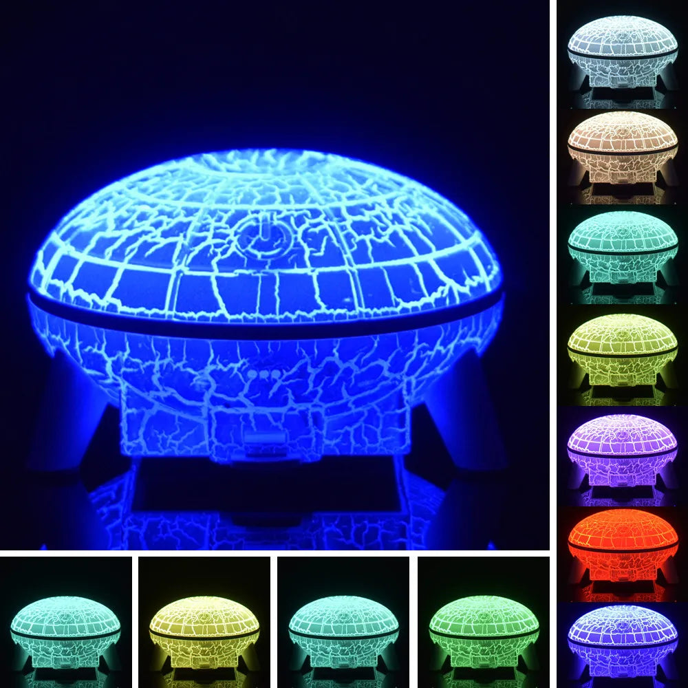 UFO Shape LED 3D Night Light Base Display for Acrylic Screen Sheet Crystal Resin Art Deco RGB 16 Colors 3AA Battery Supply