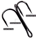 High Carbon Steel Treble Fishing Hooks Set 50pcs/Box Barbed Hooks for Freshwater & Saltwater for Squid & Octopus