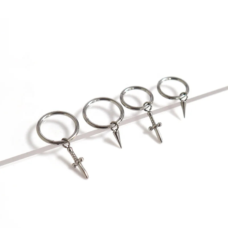 2025 Latest F136 Titanium Ear Cartilage Hinged Earrings Fashionable Nose Ring Cross Perforated Body Jewelry Pearl Lips Stone