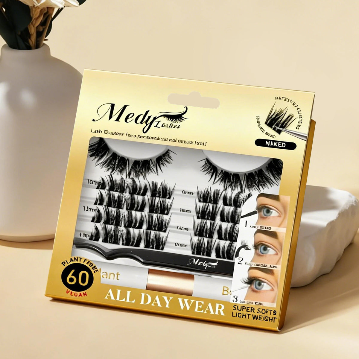 Reusable Lash Cluster Extensions with Mixed Length Wispy Fans for DIY Home Salon Natural Dramatic Makeup Looks MegaBDM