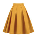 Summer Pleated Skirt High Waist Vintage Solid Color Women Skirt