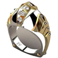 Accessories Women Permanent Jewelry Wedding Engagement Ring Gold Color Cubic Zirconia Round Cut Finger Rings