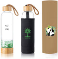 Borosilicate Glass Gemstone Crystal Water Bottle with Bamboo Lid
