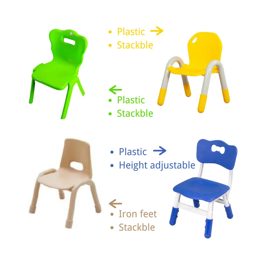 Primary Pre School Kindergarten Furniture Day Care Center Adjustable Child Plastic Nursery Chair for Kid