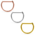 Evorte Trendy Rose Gold Plated Titanium D Shape Tragus Piercing Earrings Hinged Segment Ring Clicker Nose Ring Body Jewelry