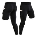 Men's SIngle Leg Athletic Base Layer Compression Pants with Pockets One Leg Basketball Leg Solid Pants for Adults