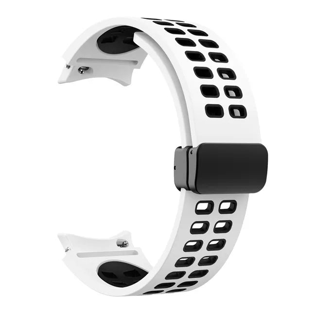 Kinsmax Replacement Magnetic Folding Buckle Two Tone Sports Silicone Smart Watch Bands for Watch 5 F12524 Luxury Charm