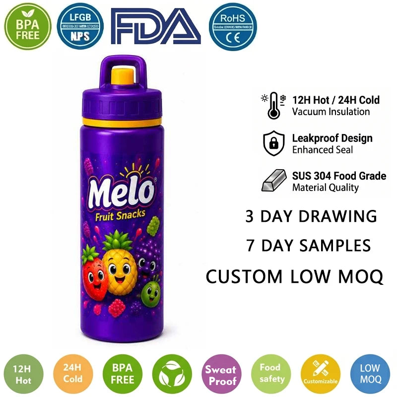 Customised logo Cartoon Children Stainless Steel Water Bottle Outdoor Directdrink Insulated Cup Stainless Steel Insulated Bottle MegaBDM