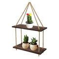Dropshiping Wall Hanging Shelf for Plants 2 Tier Floating Rope Shelves Boho Wall Decorations for Home Office